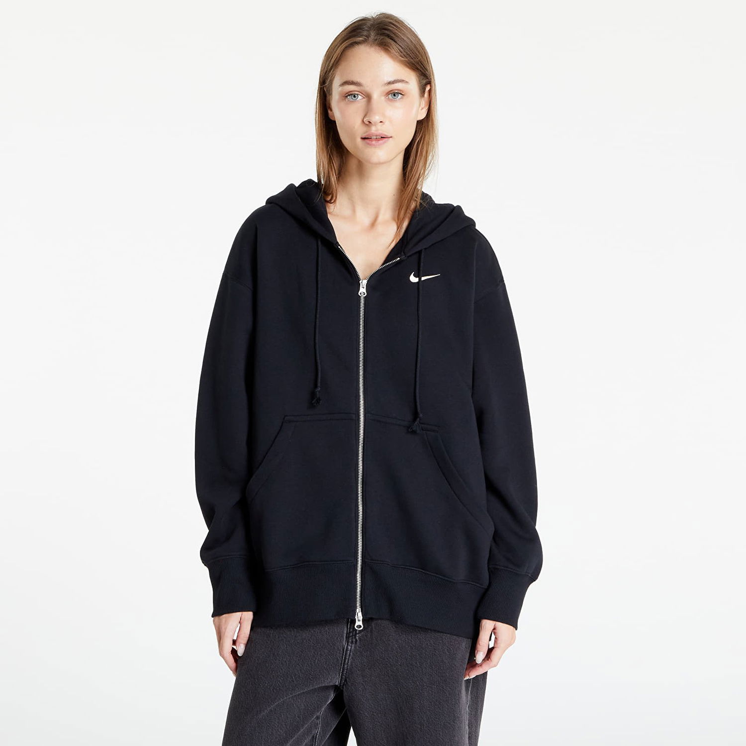 Mikina Nike Phoenix Fleece Oversized Full-Zip Hoodie Čierna | DQ5758-010, 0