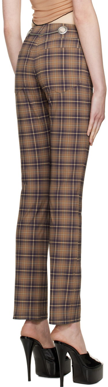 Nohavice Miaou Miaou Tommy Plaid Trousers with Chain Hnedá | 1004PTCHP, 2
