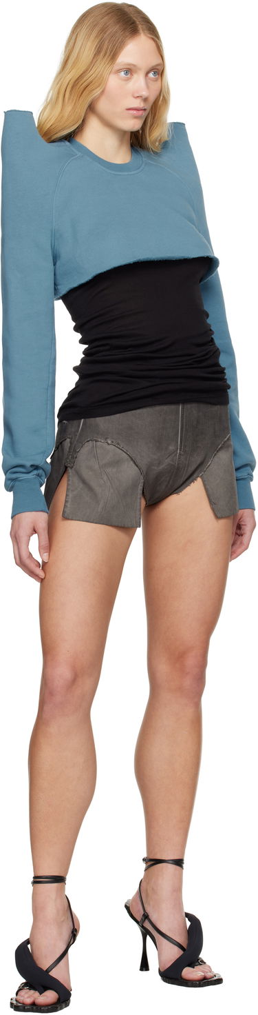 Sveter Rick Owens Rick Owens DRKSHDW Hollywood Cropped Sweatshirt Modrá | DS01E3213 F, 3