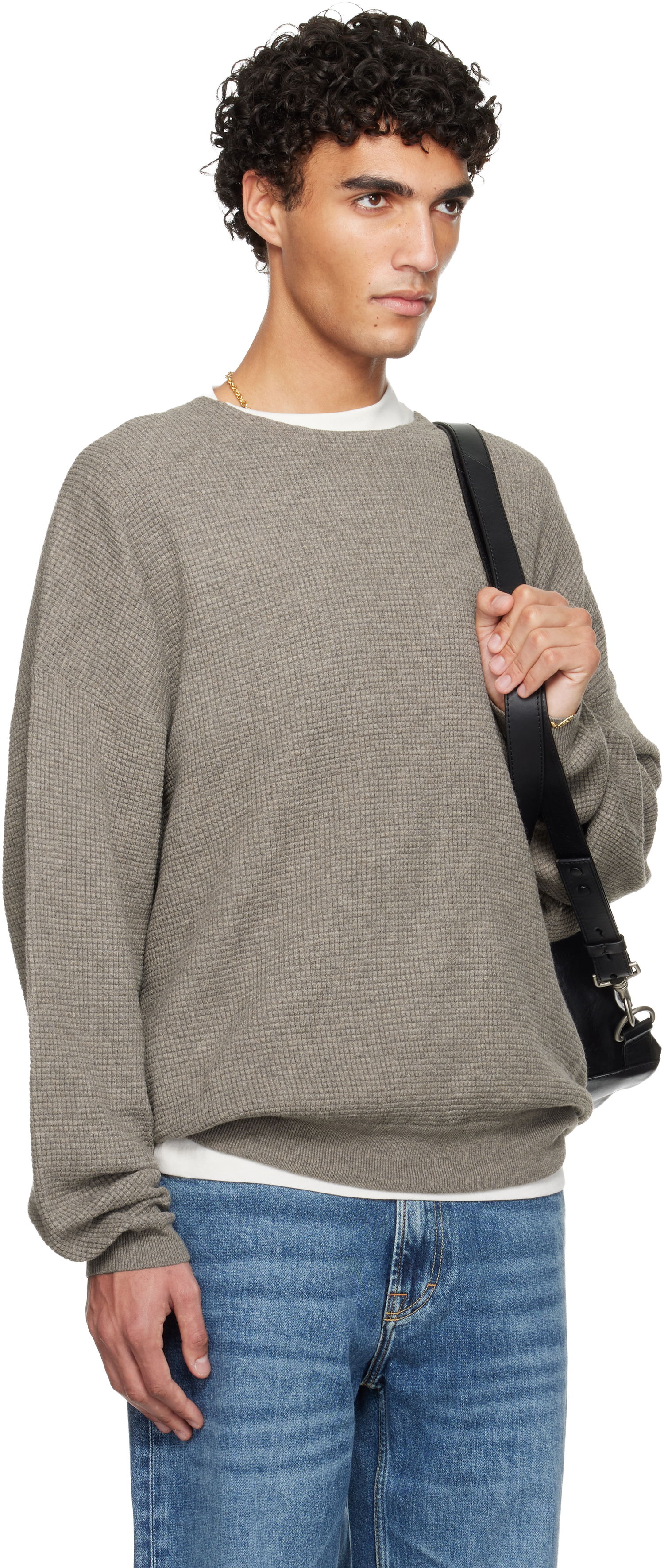 Sveter Fear of God Fear of God ESSENTIALS Holiday Waffle Crewneck 90s Sweater Šedá | 192HO256162F, 1