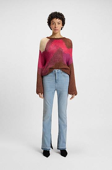 Džínsy BOSS Bootcut Stretch Denim Jeans with Slit Hems Modrá | 50539642, 1
