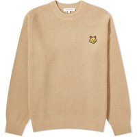 Sveter MAISON KITSUNÉ Tonal Fox Head Patch Ribbed Crewneck Béžová | LM00818KT1093-H251, 1