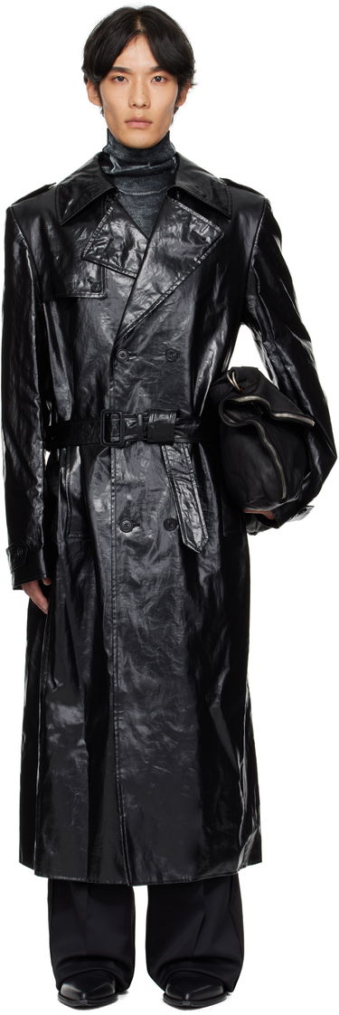 Kabáty Maison Margiela MM6 Maison Margiela Shiny Coated Linen Coat Čierna | SH2AH0011 M35617, 0
