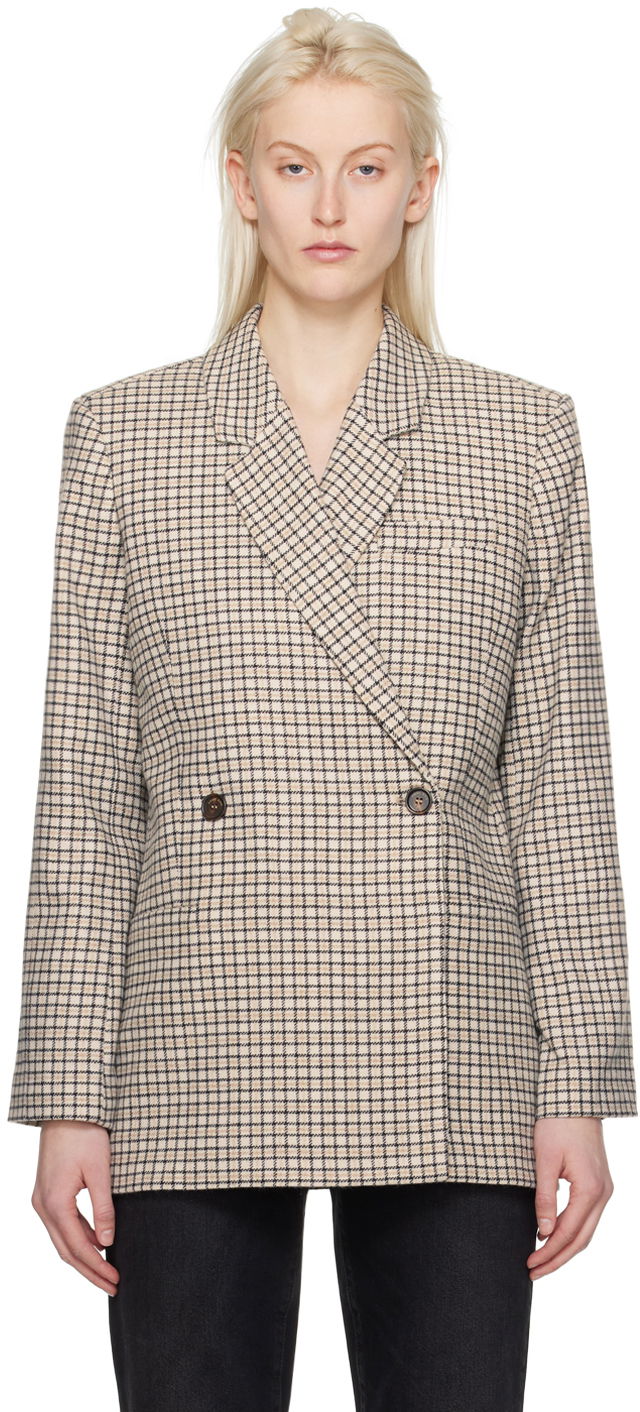 Kabáty Anine Bing Double-Breasted Plaid Blazer Šedá | A-01-2018-122, 0
