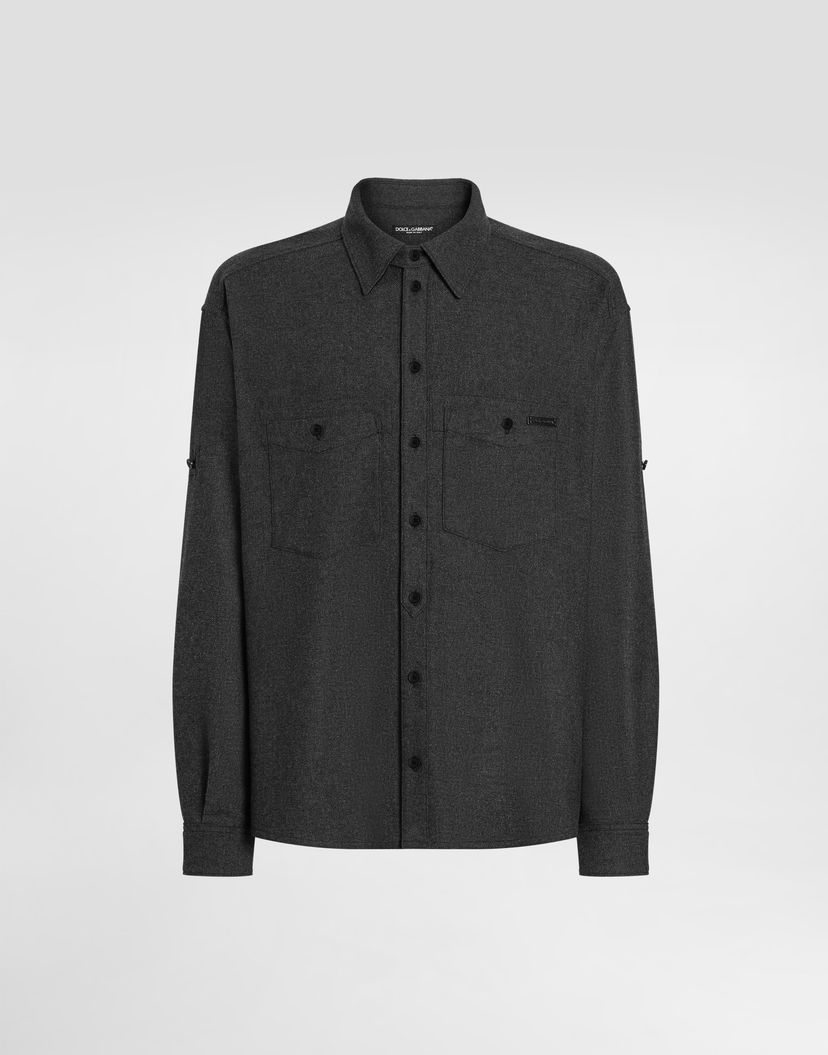 Košeľa Dolce & Gabbana Dolce & Gabbana Melange Wool Mat Shirt Šedá | G5NI3TFURNCN0141