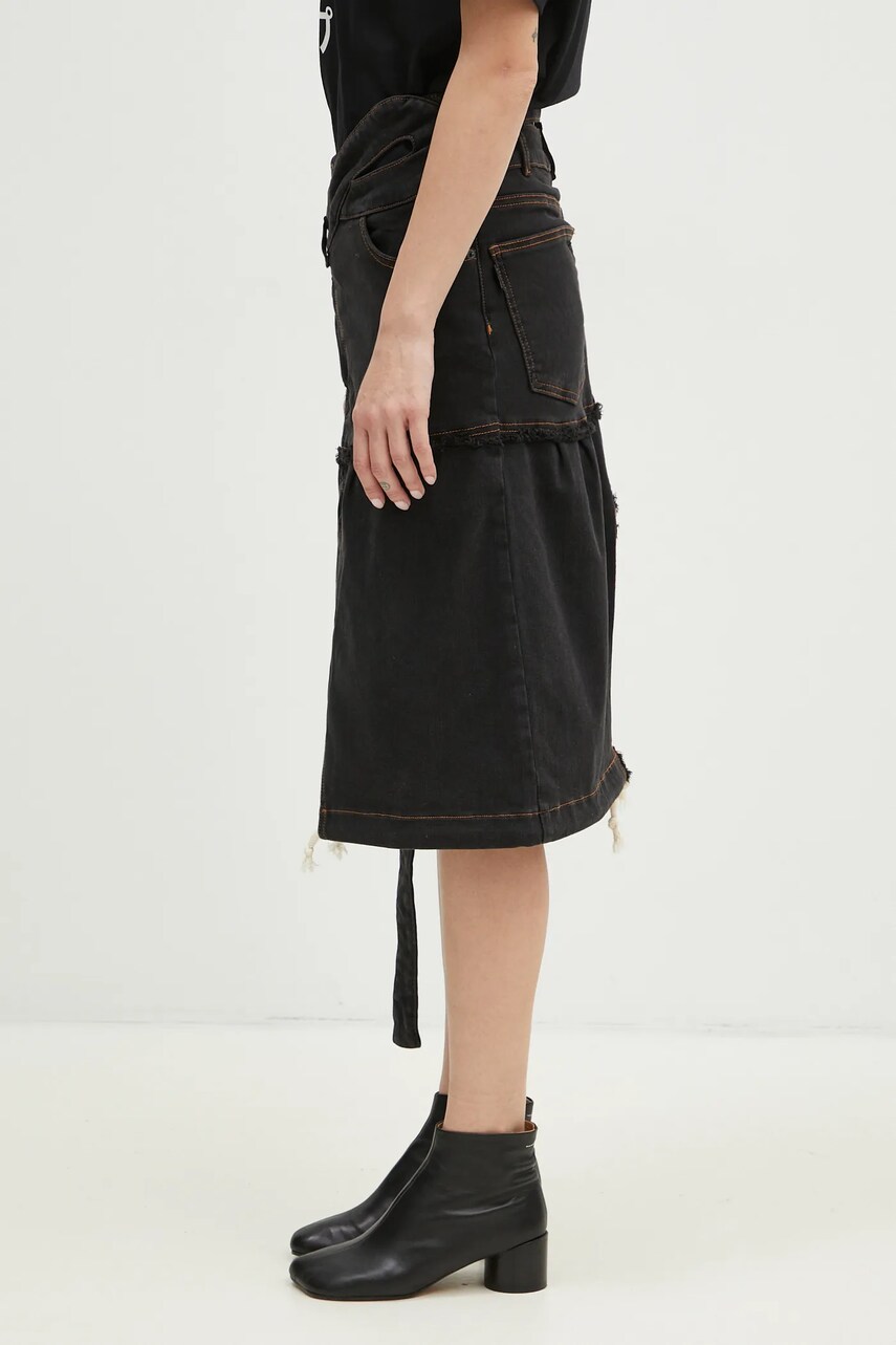 Sukňa Ottolinger Ottolinger Signature Wrap Denim Midi A-Line Skirt Čierna | 2217040111, 1