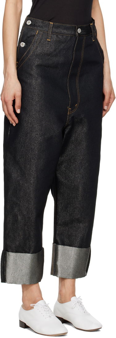 Džínsy Junya Watanabe Junya Watanabe Glitter Denim Cropped Jeans Čierna | JO-P018-051-1, 1