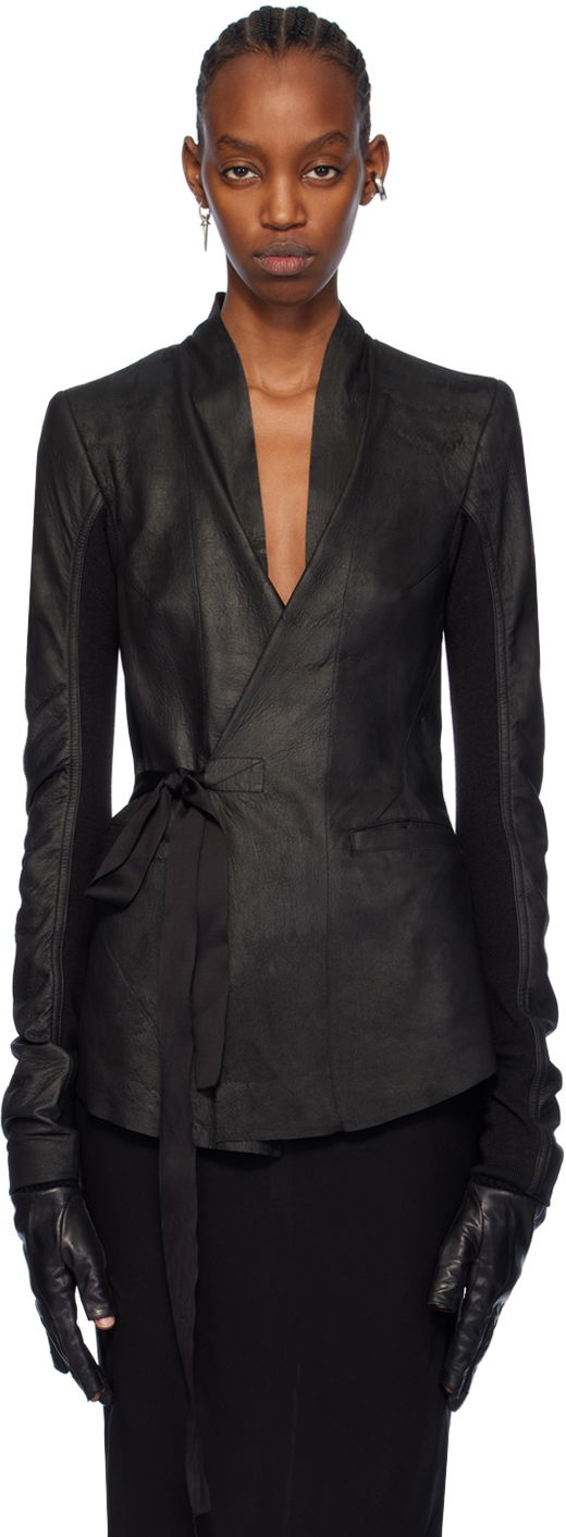 Bunda Rick Owens Wrap Leather Jacket Čierna | RP01D2707 LBA, 0