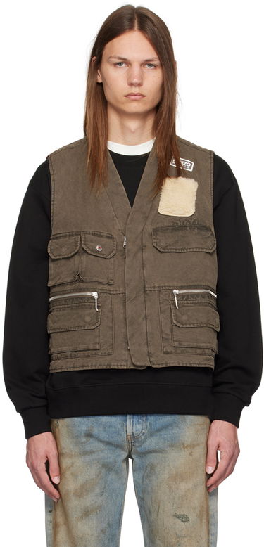 Vesta KENZO Khaki Mutlipocket Vest Hnedá | FE65VE0089GK, 0