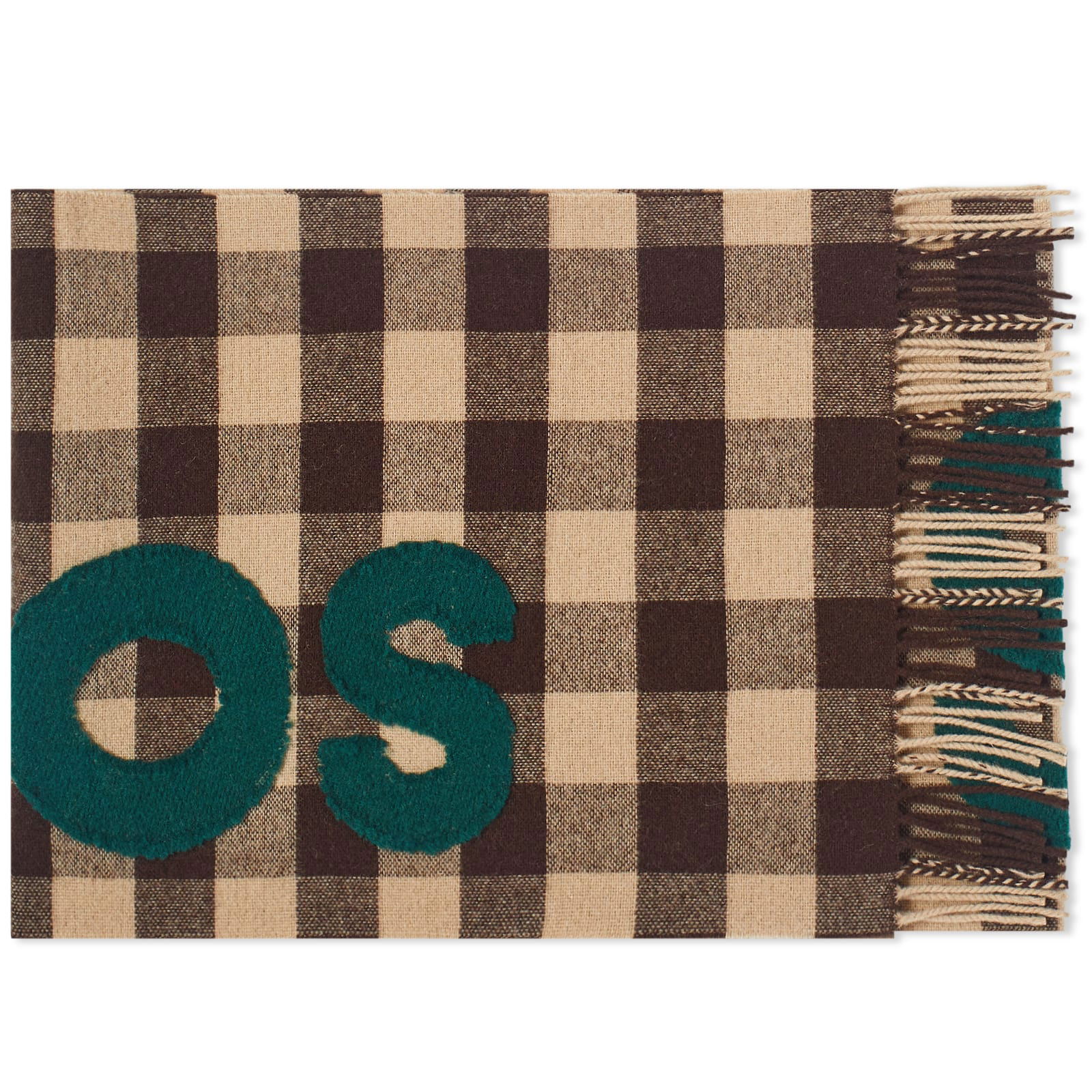 Veda Logo Check Scarf Brown/Green