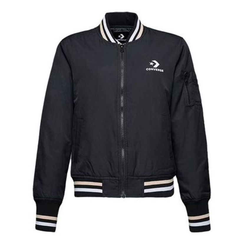 Bomber bunda Converse Black White Baseball Jacket Čierna | 10017469-A01