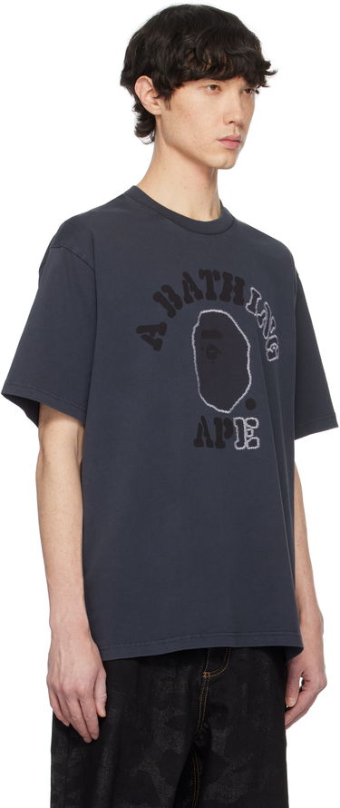 Tričko BAPE Garment Dye College Relaxed Fit T-Shirt Modrá | 001CSK801314M, 4