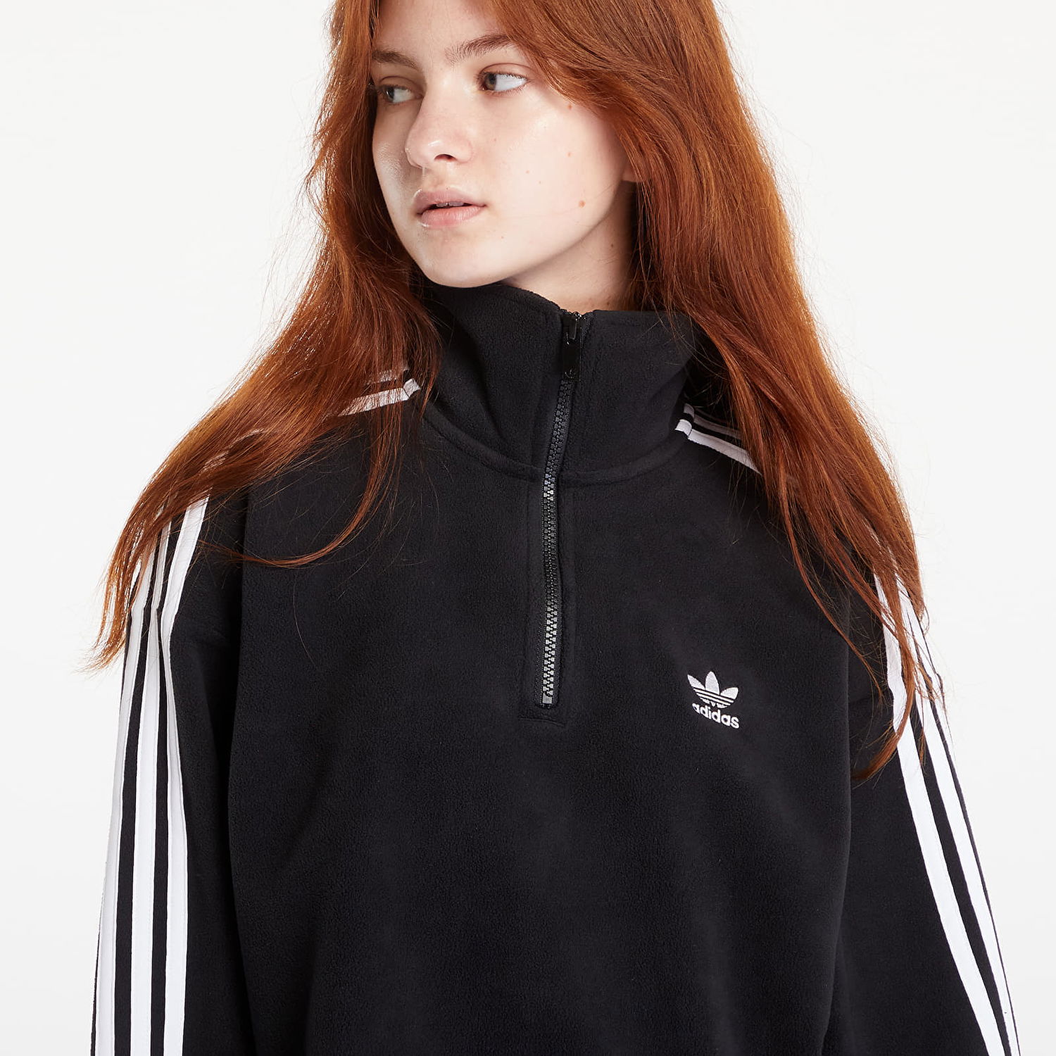 Mikina adidas Originals Polar Fleece Half Zip Loose Sweatshirt Black Čierna | IY7266, 1