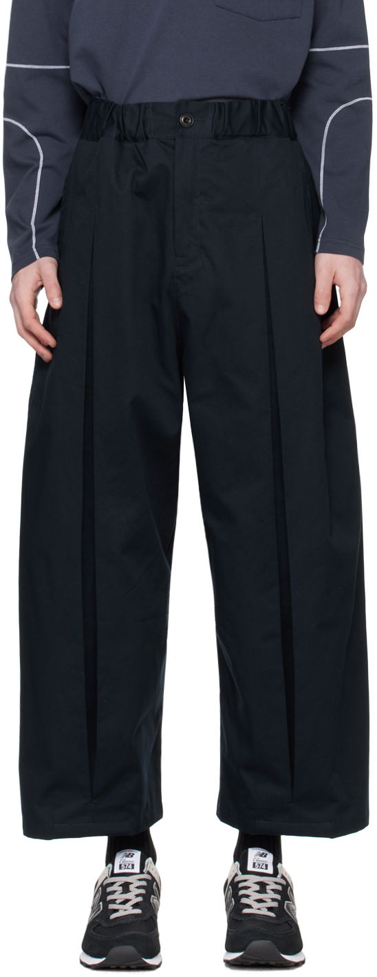Nohavice sage NATION SAGE NATION Box Pleat Trousers Navy | S011, 0