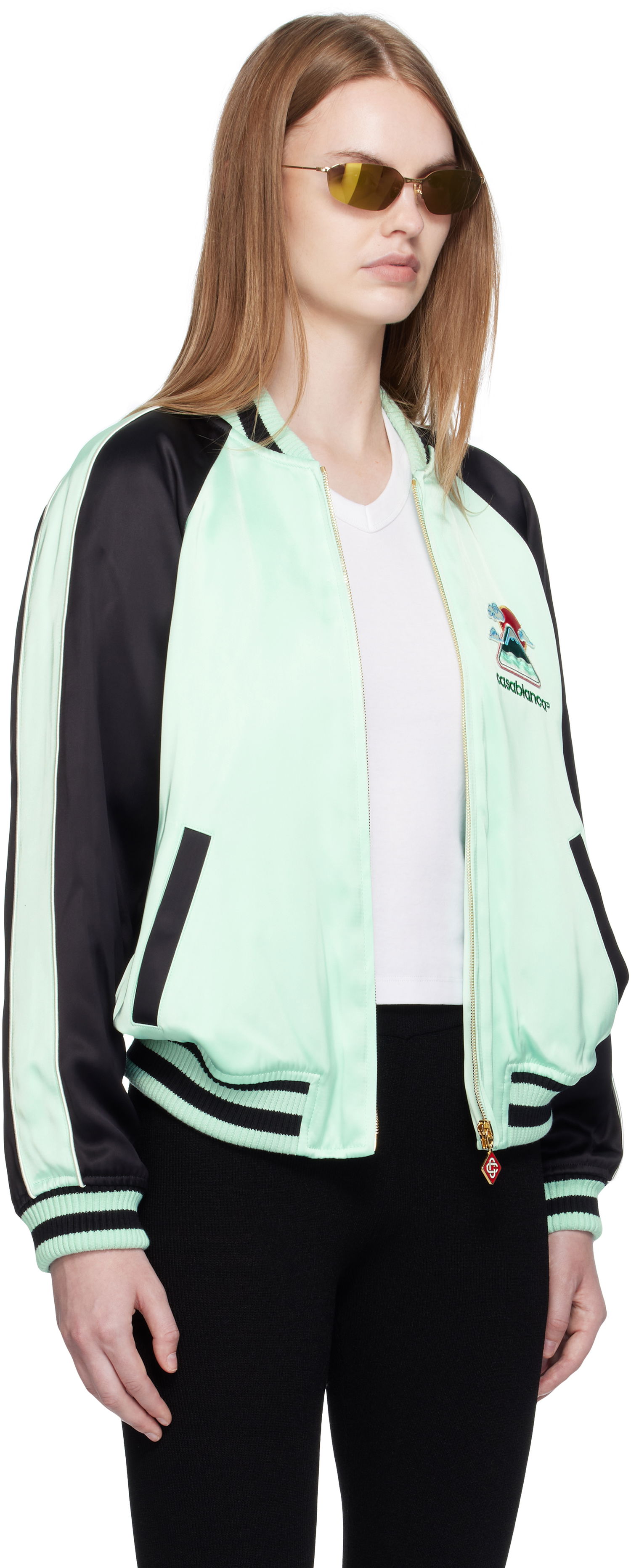 Bomber bunda Casablanca Casablanca Embroidered Satin Bomber Jacket Zelené | WPF25-JK-373-01, 1