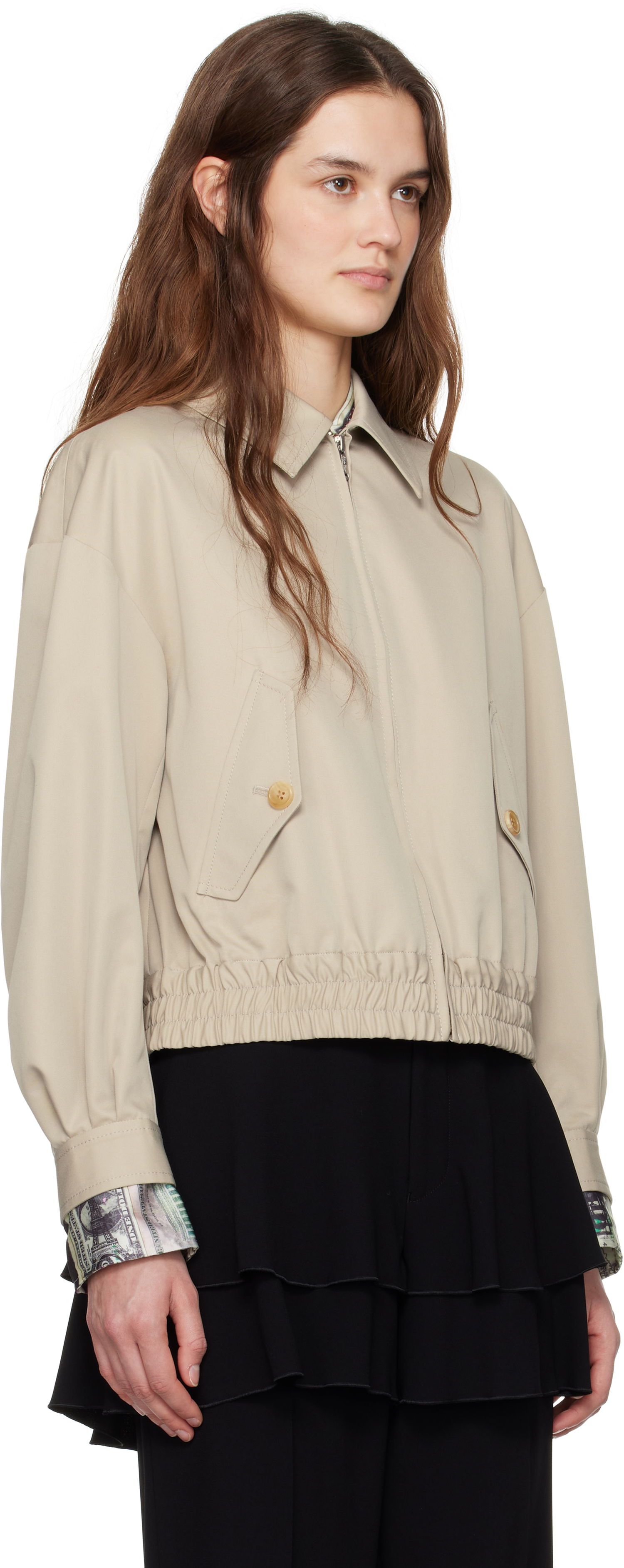 Bunda UNDERCOVER UNDERCOVER  Cropped Elastic Waistband Jacket Béžová | UP1E1203-1, 1
