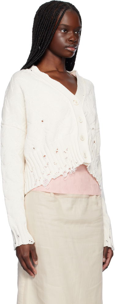 Sveter Marni Marni Distressed Cropped Cardigan Biela | CDMD0403A0 UFC658, 1