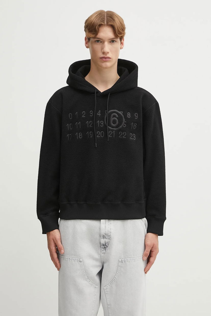 Mikina Maison Margiela MM6 Maison Margiela Fleece Hoodie with Logo Applique Čierna | SH0GU0028.M20126.900