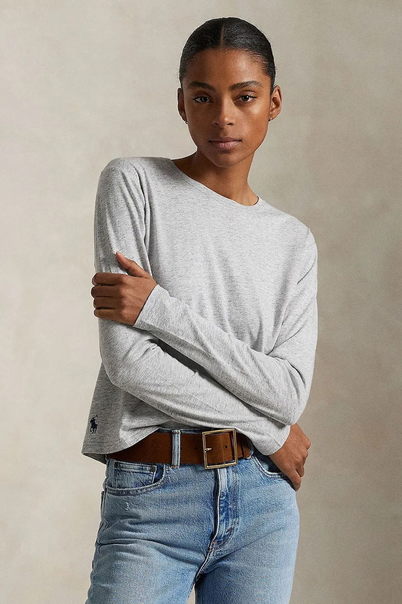 Tričko Polo by Ralph Lauren Polo Ralph Lauren Long Sleeve T-Shirt Šedá | 211967103