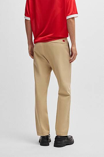 Nohavice BOSS Slim Fit Regular Rise Cotton Twill Trousers Béžová | 50533851, 1