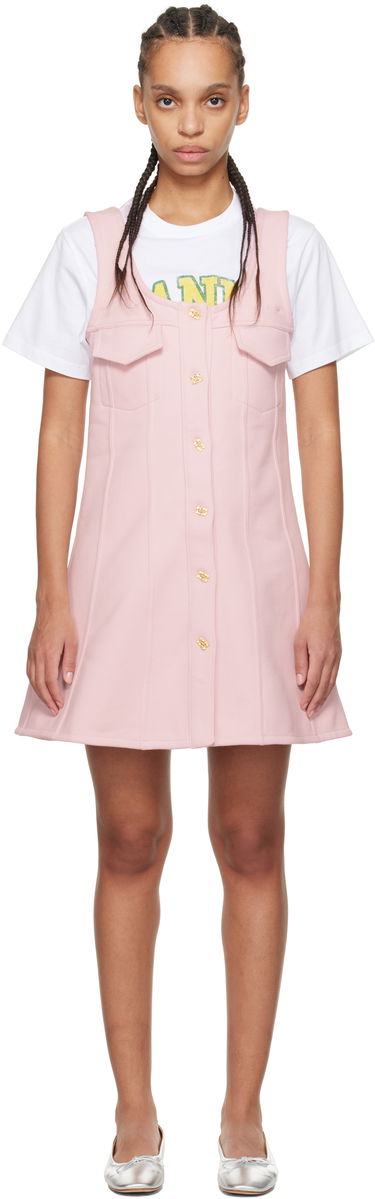 Šaty GANNI Ganni Button-Up Mini Dress Ružová | T4111, 0