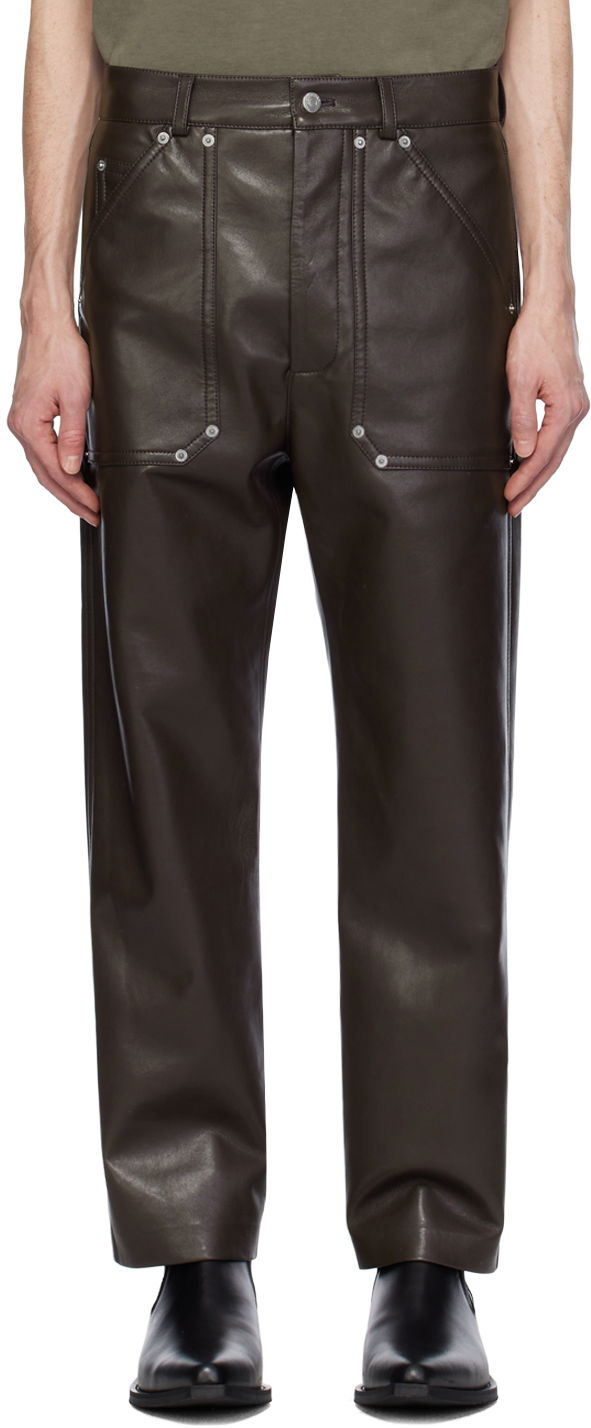 Nohavice Nanushka Quido Regenerated Leather Trousers Hnedá | NM24RSPA01378