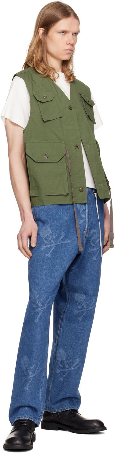 Džínsy Mastermind WORLD MASTERMIND WORLD Monogram Straight Jeans Modrá | MW25S14-PA002-000, 3