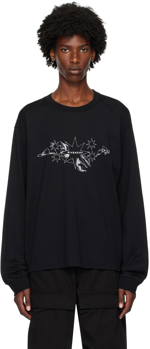 Tričko Givenchy Tarot Long Sleeve T-Shirt Čierna | BM71KP3YN0001, 0