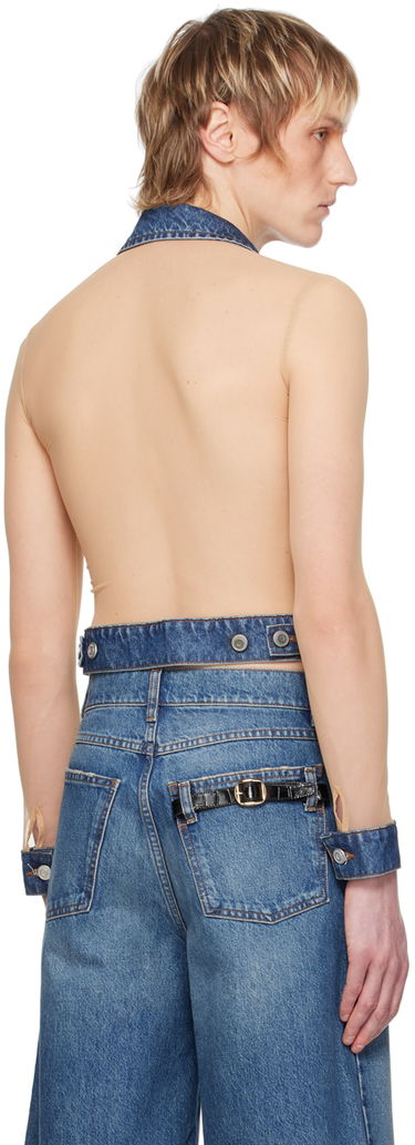 Crop Top Coperni Coperni Illusion Denim Shirt Béžová | COPT53569, 2