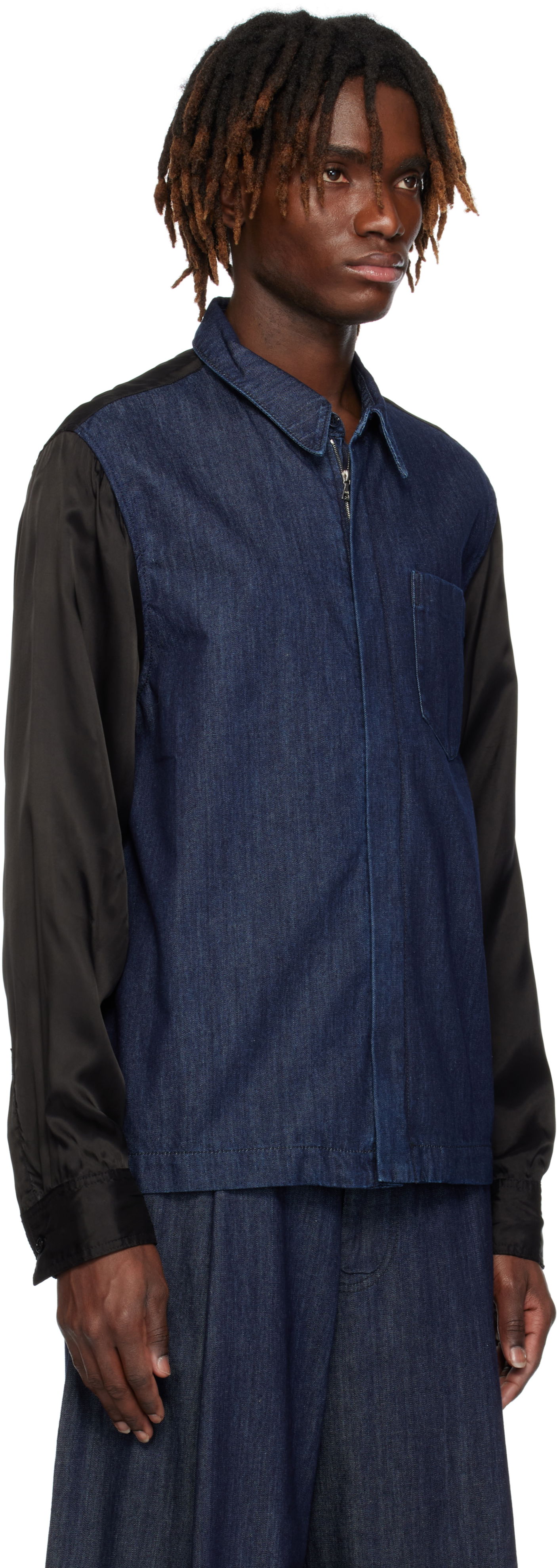Košeľa Dries Van Noten Dries Van Noten Zip Denim Shirt Modrá | 251-020725-1553, 1