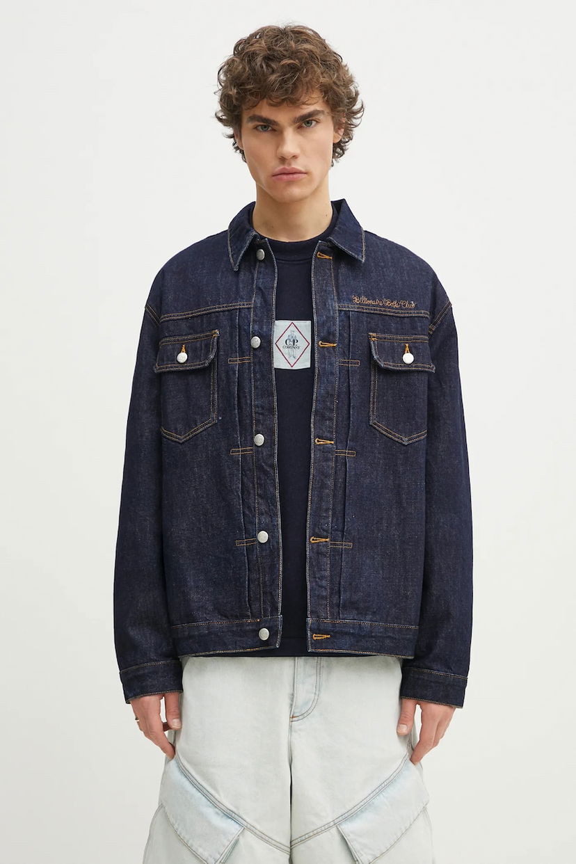Bunda BILLIONAIRE BOYS CLUB Billionaire Boys Club Script Logo Denim Jacket Oversize Navy | B25107