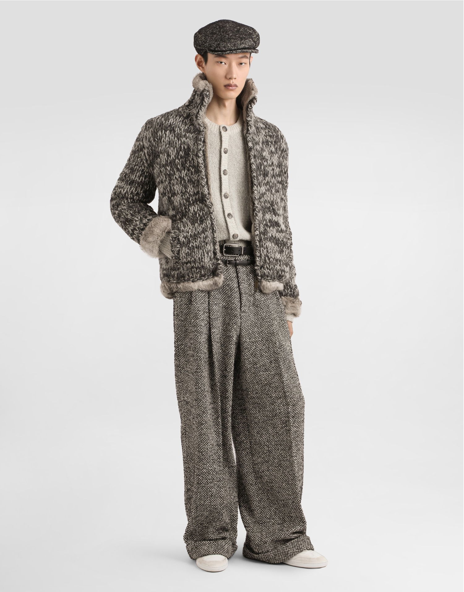 Nohavice Dolce & Gabbana Dolce & Gabbana Wool Blend Dotted Cuffed Trousers Béžová | GP16OTFMZAJS8030, 1