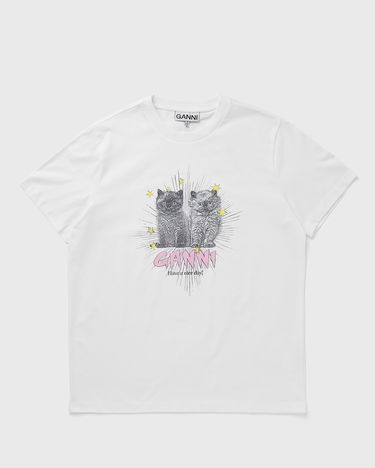 Tričko GANNI Kittens Relaxed T-Shirt With Print Biela | T4060-151, 0