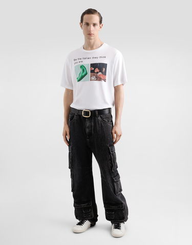 Tričko Dolce & Gabbana Cotton T-Shirt With Hand And Coffee Print Biela | G8PN9TG7O4ZW0800, 1