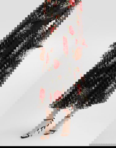 Sukňa Dolce & Gabbana Rose Bouquet-print Chiffon Circle Skirt Rôznofarebný | F4CSOTIS11FHN5ZN, 3