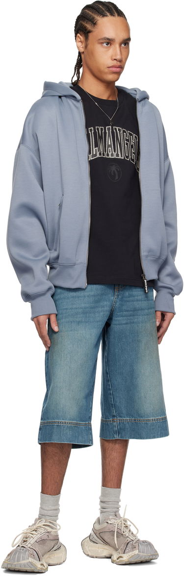 Mikina Palm Angels Palm Angels Neoprene Zip-Up Hoodie Modrá | PMEA292S25FAB0010909, 3