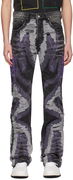 Who Decides War Techno Distressed Jeans with Purple Stitching