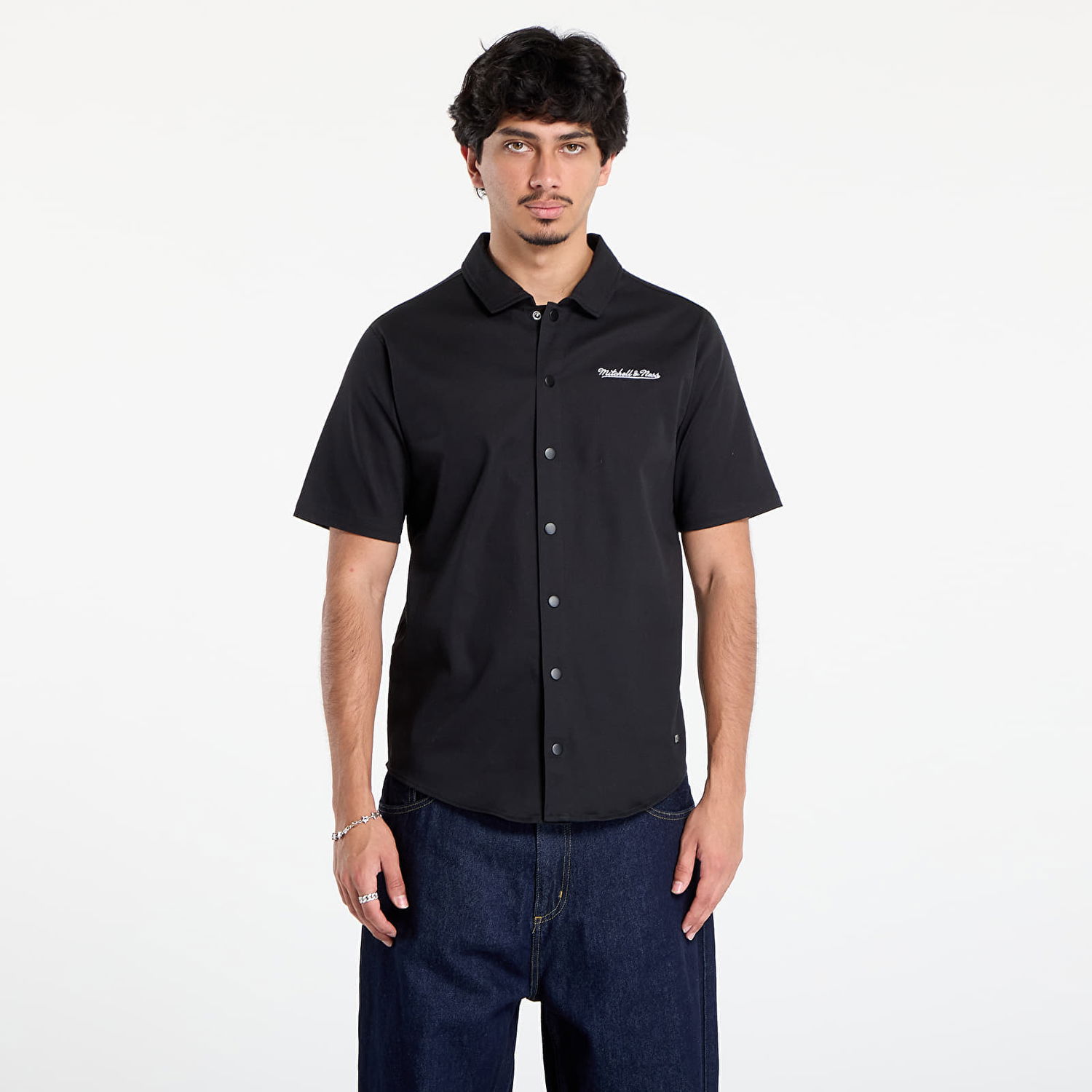 Košeľa Mitchell & Ness Mitchell & Ness Branded M&N SS Button Up Shirt Čierna | TP9954-MNNBLCK, 0