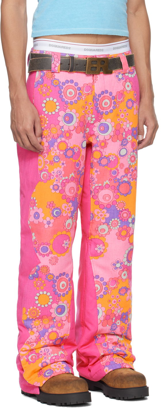 Nohavice ERL Floral Print Down Pants Ružová | ERL07P103, 1