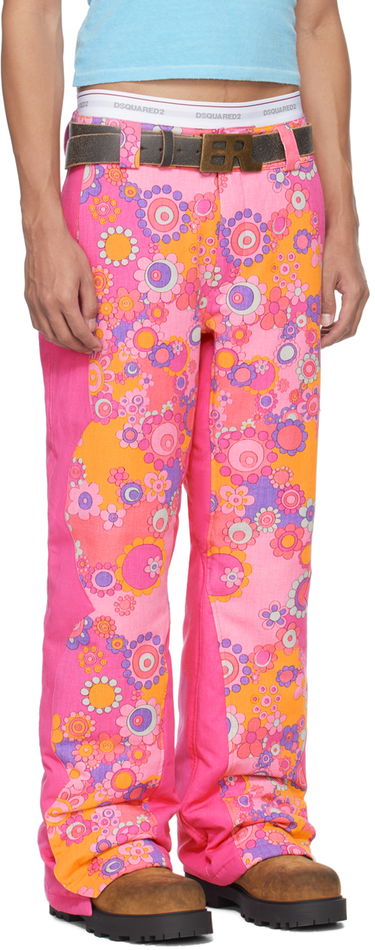 Nohavice ERL Floral Print Down Pants Ružová | ERL07P103, 1