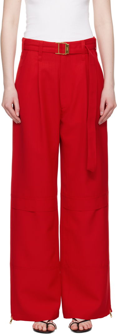Nohavice AMI AMI Paris Wool Cargo Pants Červená | FTR307.WV0068, 0