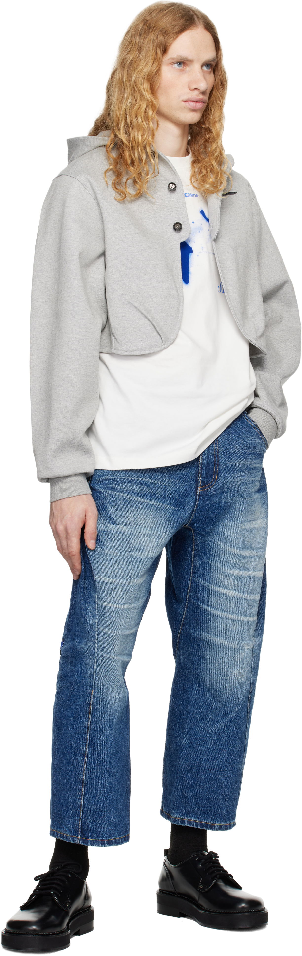 Cropped Button Hoodie