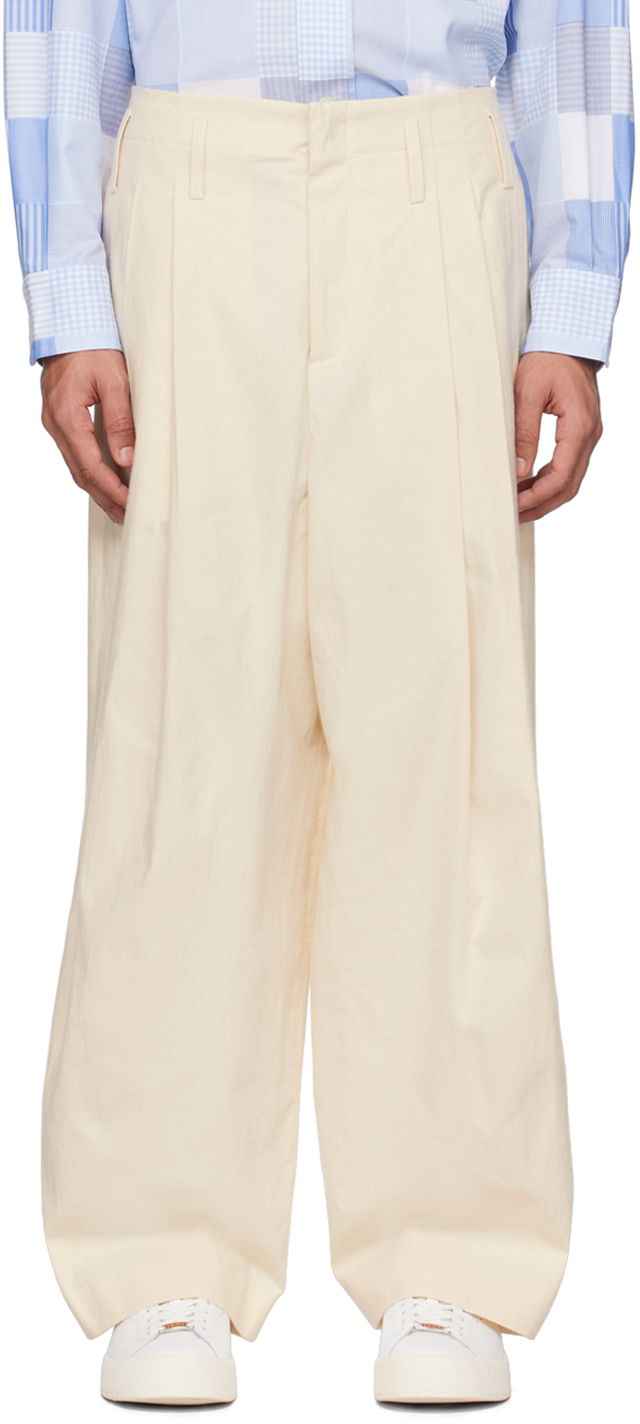 Nohavice KENZO Paris Oversized Trousers Biela | FD55PA3729LR, 0