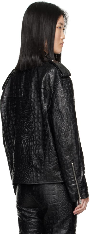 Bunda Blumarine Black Crocodile-Effect Leather Jacket Čierna | A422L061A, 2