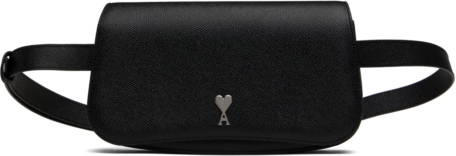 Ľadvinka AMI AMI Paris Leather Crossbody Bag Čierna | ULL017.AL0036, 0
