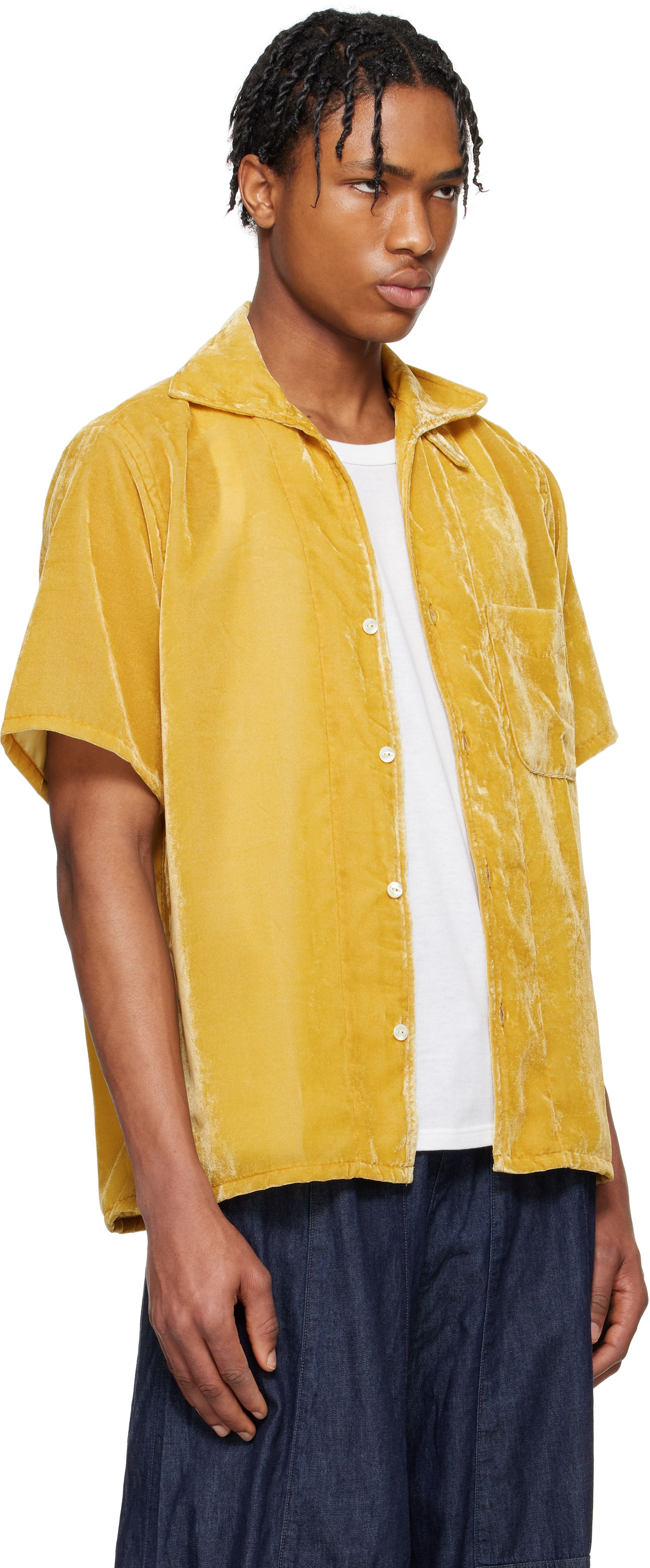 Košeľa Needles NEEDLES Italian Collar Velvet Shirt Žltá | QV302, 1