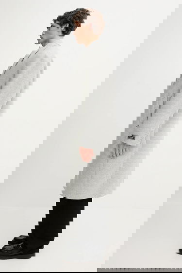 Kabáty Lacoste Double-breasted Long Coat with Wool Blend Šedá | BH5529, 1