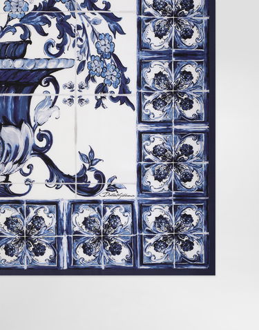 Šál Dolce & Gabbana Dolce & Gabbana Majolica-Print Silk Twill Square Scarf Modrá | IF037WGDDHCHA3OA, 3