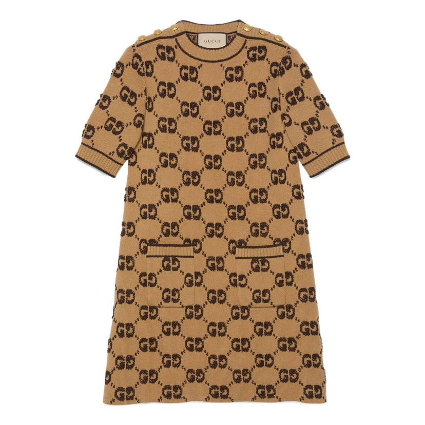 Šaty Gucci GG Wool Boucl Jacquard Dress Hnedá | 718630-XKCNA-2668