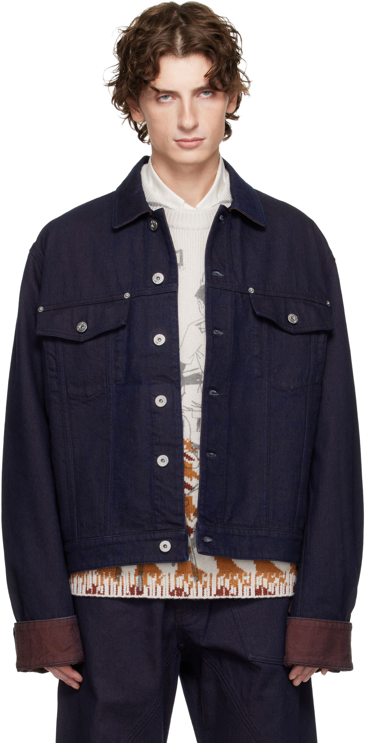 Bunda JW Anderson JW Anderson Turn Up Cuff Denim Jacket Navy | DJ0044-PG1836, 0